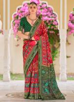 Silk Red Traditional Wear Printed Saree